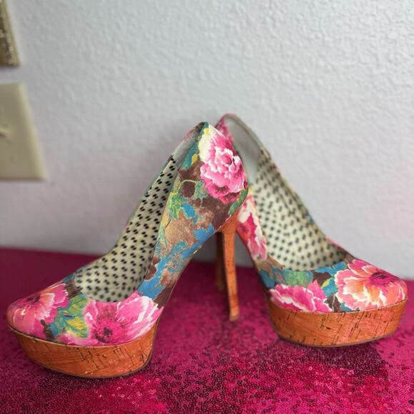 🌺JESSICA SIMPSON🌸 Bright Floral Platform Heels (Size 6.5) - Picture 7 of 16